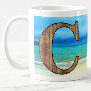 Ursprungligt monogram Brev C-strandscen i stranden Kaffemugg