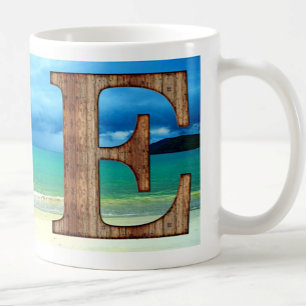 Ursprungligt monogram Brev E-strandscen i stranden Kaffemugg