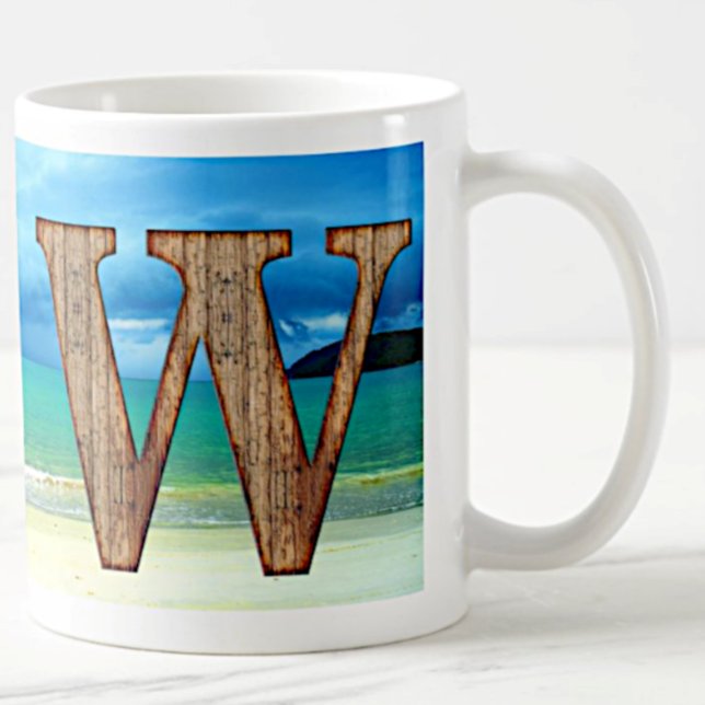 Ursprungligt monogram Brev-trästrand Kaffemugg (Skapare uppladdad)