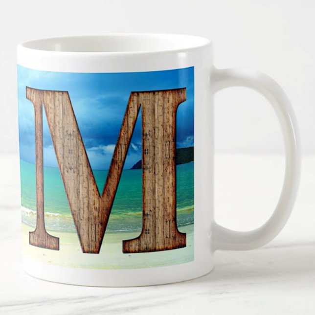 Ursprungligt monogram Brev-trästrum Kaffemugg (Skapare uppladdad)