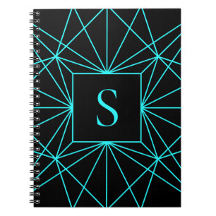 Ursprungligt monogram Geometrisk turkos Anteckningsbok