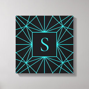 Ursprungligt monogram Geometrisk turkos Canvastryck