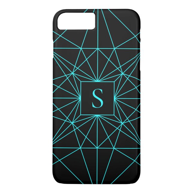 Ursprungligt monogram | Geometrisk turkos Case-Mate iPhone Skal (Baksida)