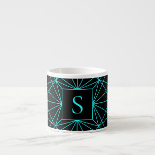 Ursprungligt monogram Geometrisk turkos Espressomugg
