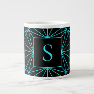 Ursprungligt monogram Geometrisk turkos Jumbo Mugg