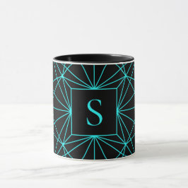 Ursprungligt monogram | Geometrisk turkos Mugg