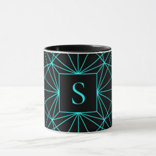 Ursprungligt monogram Geometrisk turkos Mugg