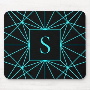 Ursprungligt monogram Geometrisk turkos Musmatta