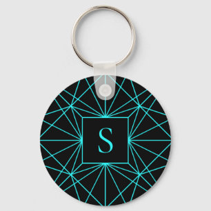 Ursprungligt monogram Geometrisk turkos Nyckelring