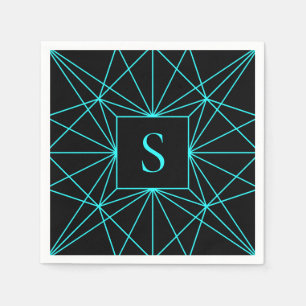 Ursprungligt monogram Geometrisk turkos Pappersservett