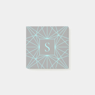 Ursprungligt monogram Geometrisk turkos Post-it Block
