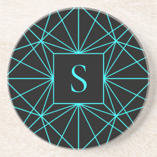 Ursprungligt monogram Geometrisk turkos Underlägg
