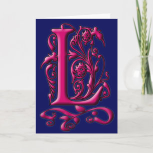 Ursprungligt monogramkort för L Fuschia-flottan Anteckningskort