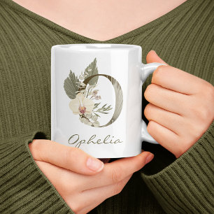 Ursprungligt O Boho Blommigt Orchid Greenery-eget Kaffemugg