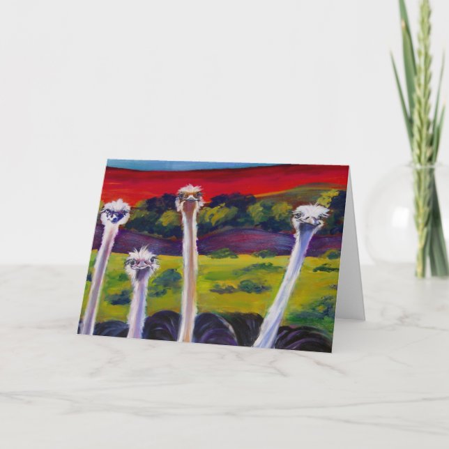 Ursprungligt "OSTRICHES"-gratulationskort Kort (Framsida)