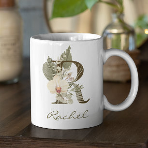 Ursprungligt R Boho Blommigt Orchid Greenery-eget Kaffemugg