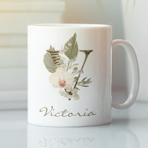 Ursprungligt V Boho Blommigt Orchid Greenery-eget  Kaffemugg
