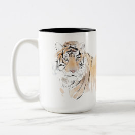 Ursprungligt vattenfärgat kinesiskt zodiac-monogra Två-Tonad mugg