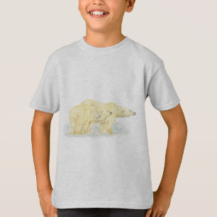 Ursprungligt vattenfärgsdjur i Polarna Bear Family Tee Shirt