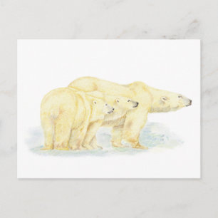 Ursprungligt vattenfärgsdjur i Polarna Bear Family Vykort