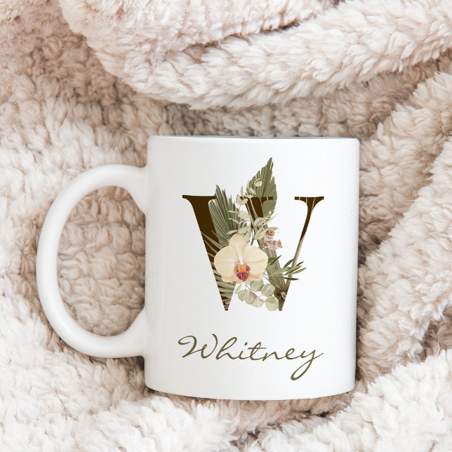 Ursprungligt W Boho-Blommigt Orchid Greenery-eget  Kaffemugg (Skapare uppladdad)