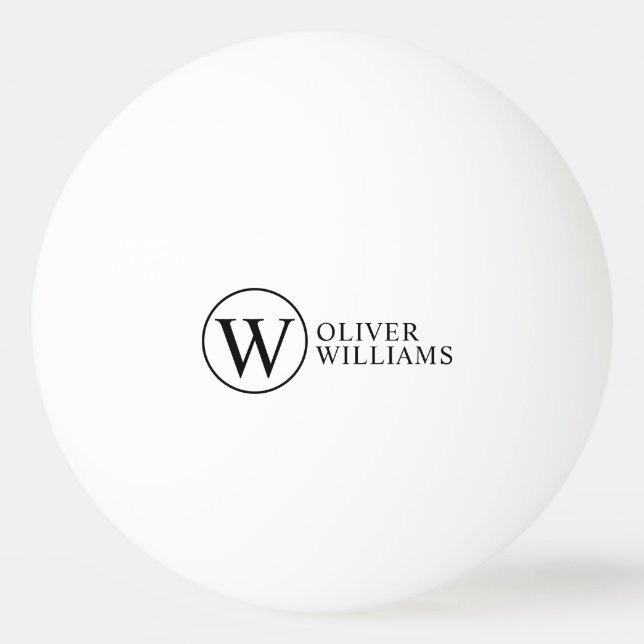 Ursprungligt W (redigerbart) cirkulärmonogram Pingisboll (Framsidan)