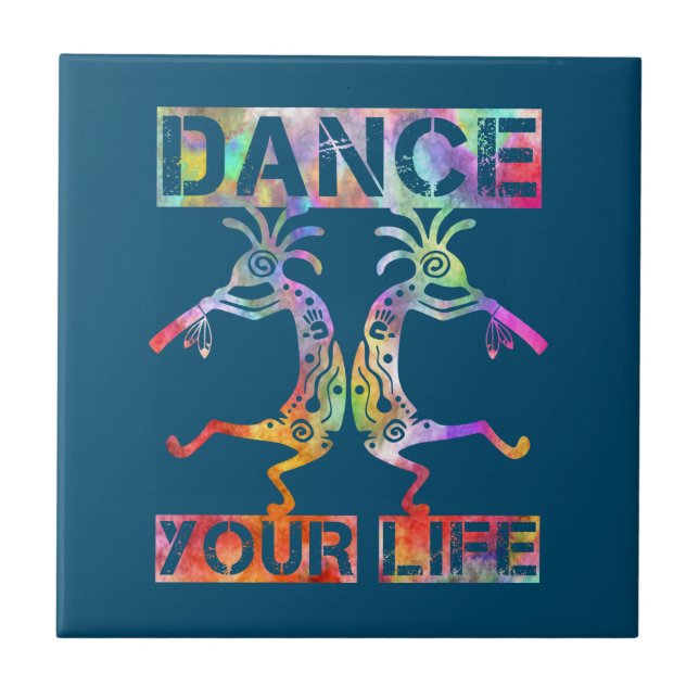 Ursprungsamerikaner Kokopelli - Dance Your Life 3 Kakelplatta (Framsidan)