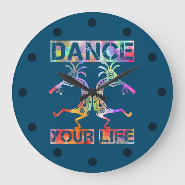 Ursprungsamerikaner Kokopelli - Dance Your Life 3 Stor Klocka (Framsida)