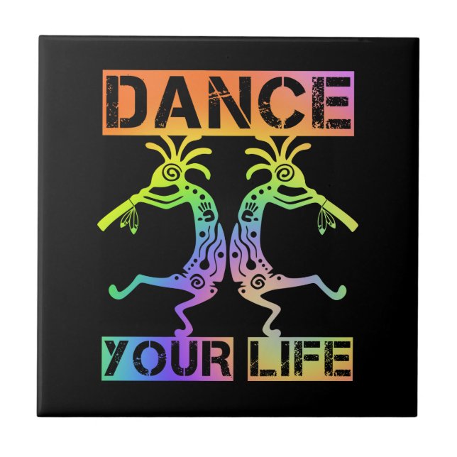 Ursprungsamerikaner Kokopelli - Dance Your Life 4 Kakelplatta (Framsidan)