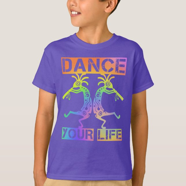 Ursprungsamerikaner Kokopelli - Dance Your Life 4 T Shirt (Framsida)