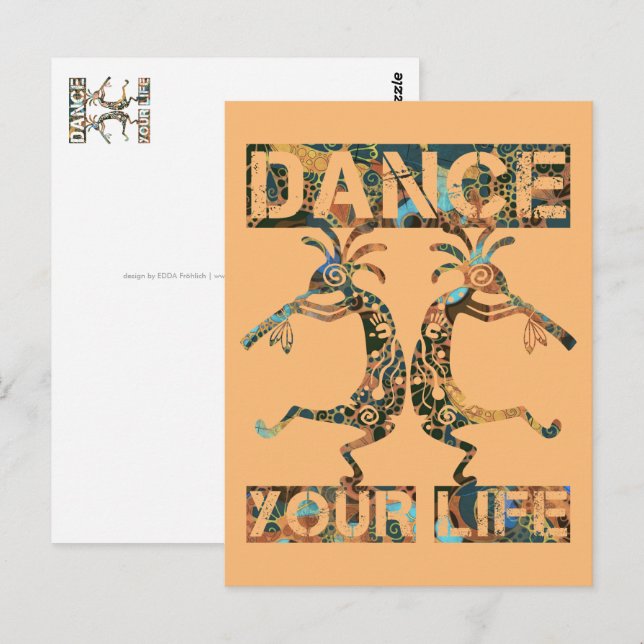 Ursprungsamerikaner Kokopelli - Dansa ditt liv 1 Vykort (Fram/baksida)