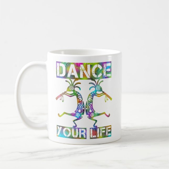 Ursprungsamerikaner Kokopelli - dansa ditt liv 2 Kaffemugg (Vänster)