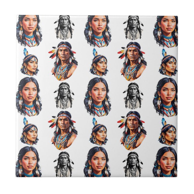 Ursprungsamerikansk indianstamsmönsterdesign  kakelplatta (Framsidan)