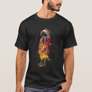 Ursprungsamerikansk stolthet indiansk hövding Färg T Shirt