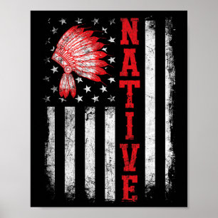 Ursprungsbefolkning - Amerikanska dagen Usa Flagga Poster