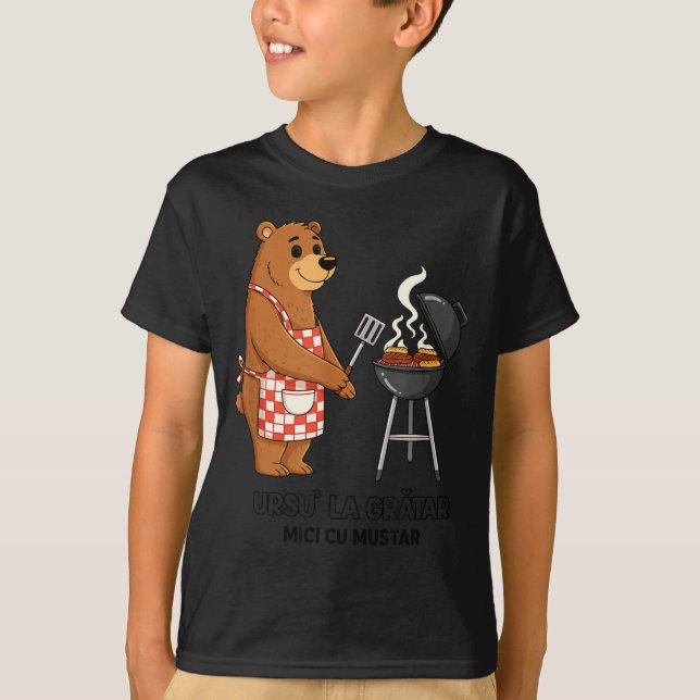 Ursu La Gratar Mici cu Mustar Mititei Rolig T Shirt (Framsida)