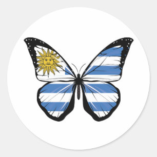 Uruguay Butterfly Flagga Runt Klistermärke
