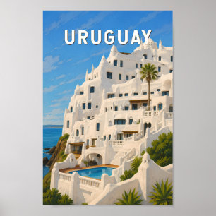 Uruguay Casapueblo Illustration Resa Konst Vintage Poster