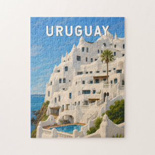Uruguay Casapueblo Illustration Resa Konst Vintage Pussel