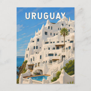 Uruguay Casapueblo Illustration Resa Konst Vintage Vykort