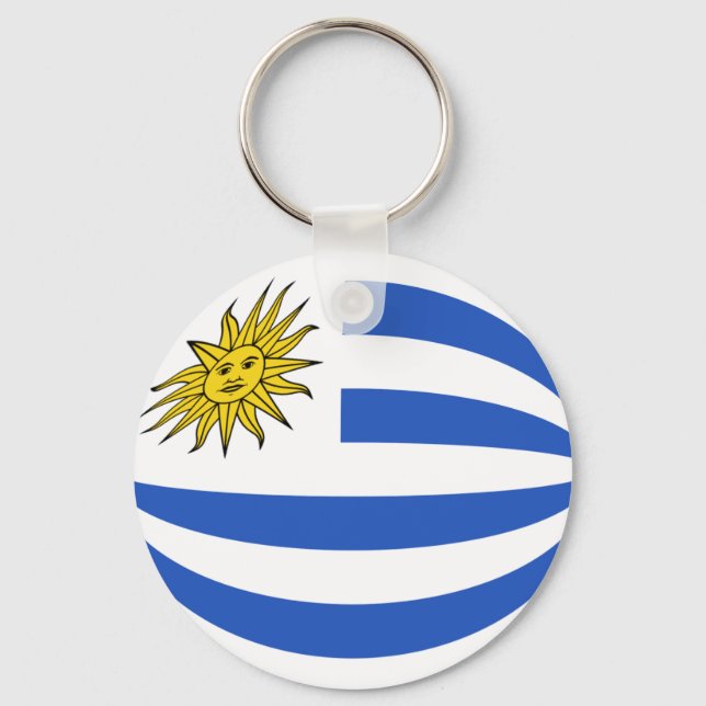 Uruguay Fisheye Flagga Keychain Nyckelring (Framsida)