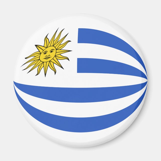 Uruguay Fisheye Flagga Magnet (Framsidan)