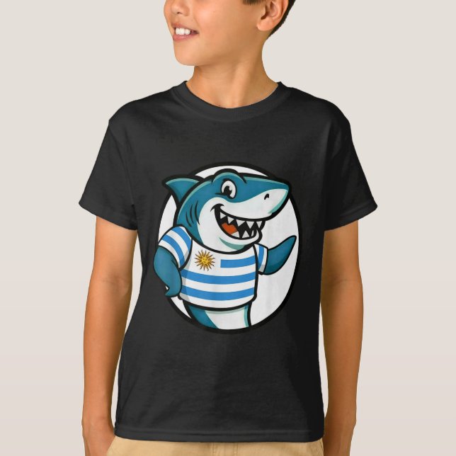 Uruguay Flag Shark Funny Uruguayan  T Shirt (Framsida)