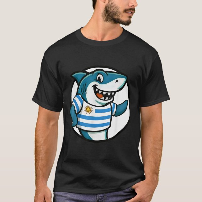 Uruguay Flag Shark Funny Uruguayan  T Shirt (Framsida)
