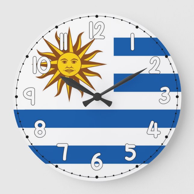 Uruguay Flag Wall Clock – Patriotic Home & Office  Stor Klocka (Framsida)