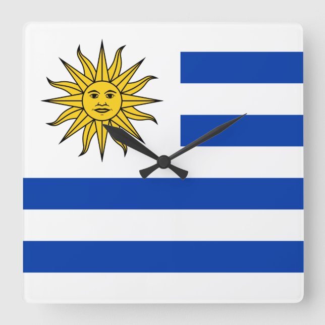 Uruguay flagga Banda Oriental Fyrkantig Klocka (Framsida)