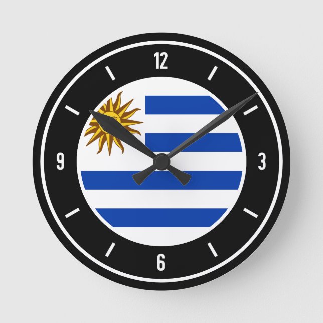 Uruguay Flagga Elegant Rund Klocka (Framsida)
