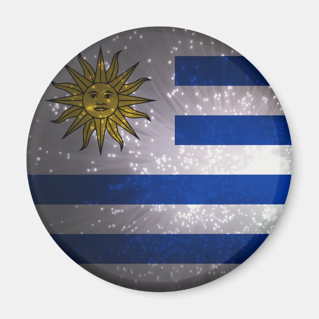 Uruguay Flagga Fireworks Magnet (Framsidan)