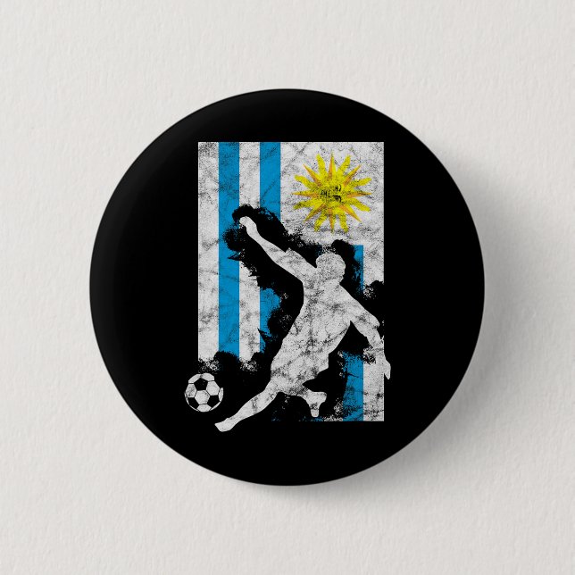 Uruguay Flagga Fotbollsspelare Lag  Knapp (Framsida)