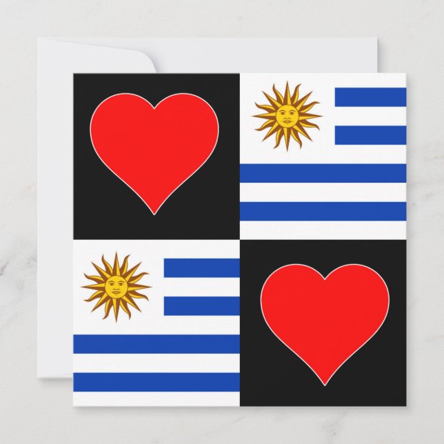 Uruguay Flagga Heart Cute Patriotic Uruguay Kort (Framsida)